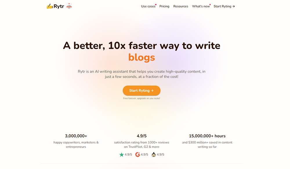 Create amazing blog posts 10X faster with Rytr.me AI writing software.