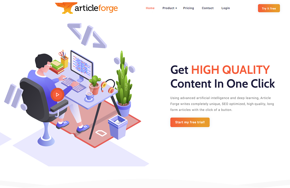 Article Forge AI Writing Tool - High-Quality Content Created In One Click