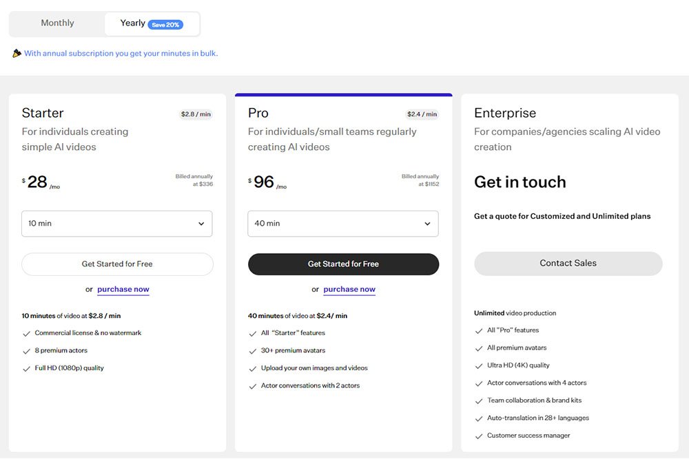 Colossyan AI Pricing