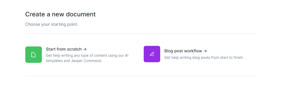 Create a New Jasper Document - Start from Scratch or Blog Post Workflow