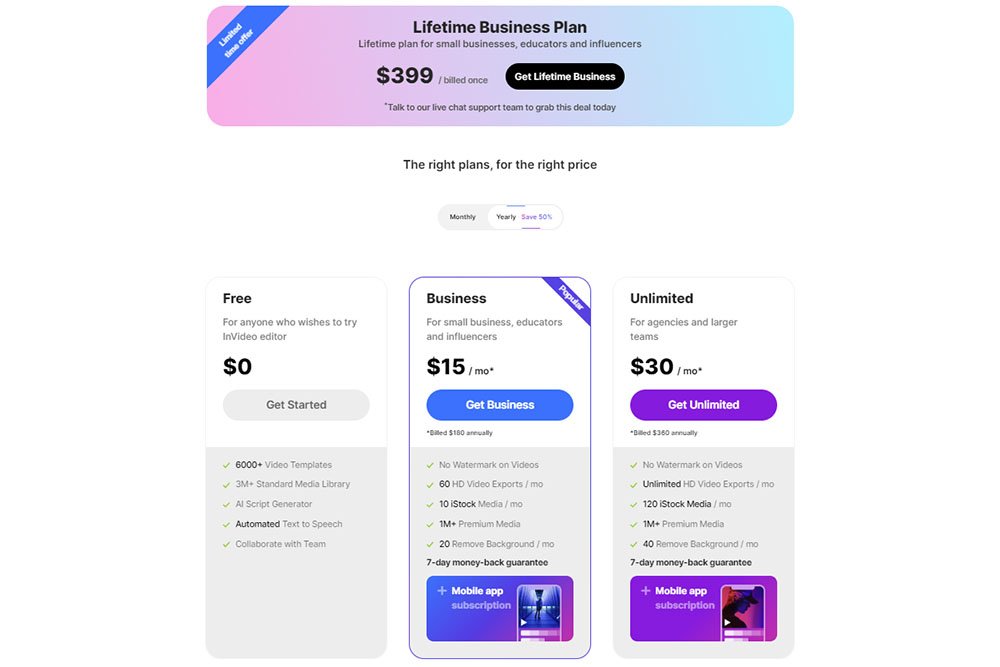 InVideo IO Pricing