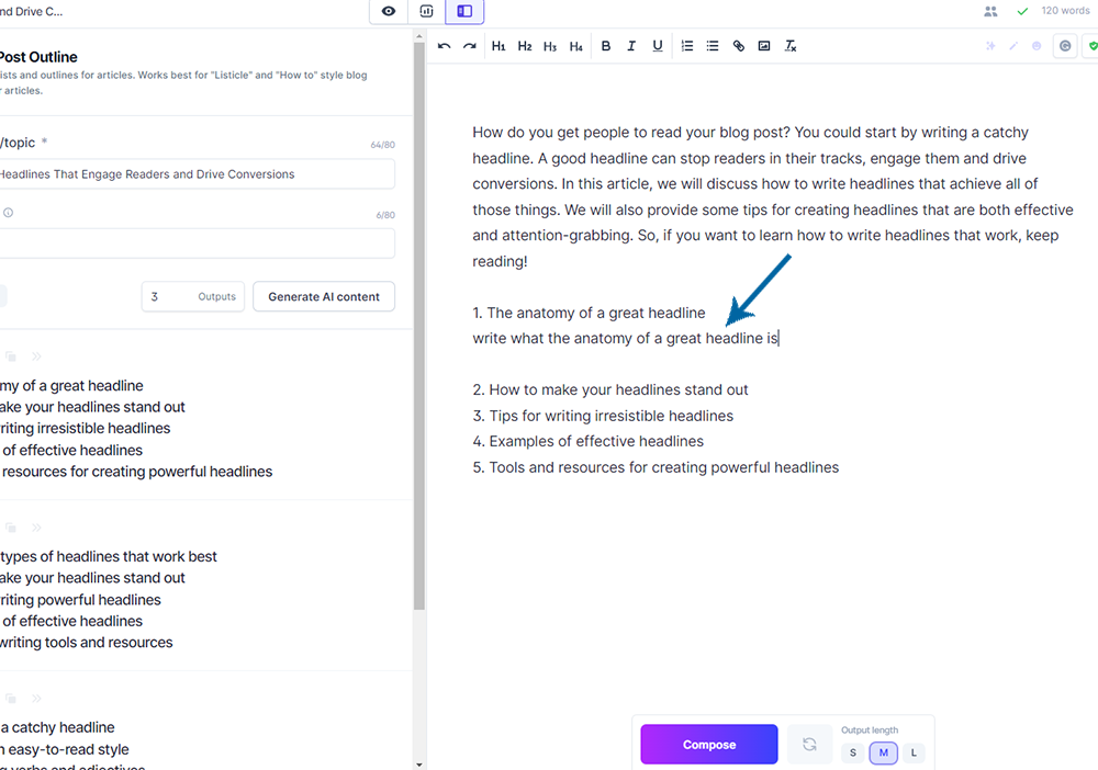 Jasper Blog Post Outline Begin Composing Content