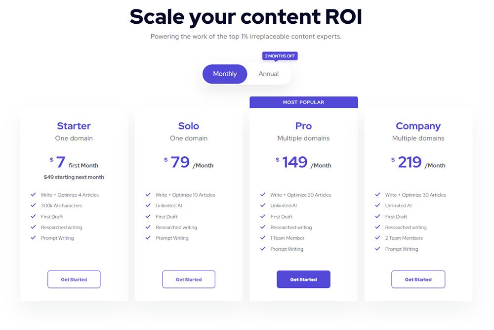 Outranking.io Pricing Plans