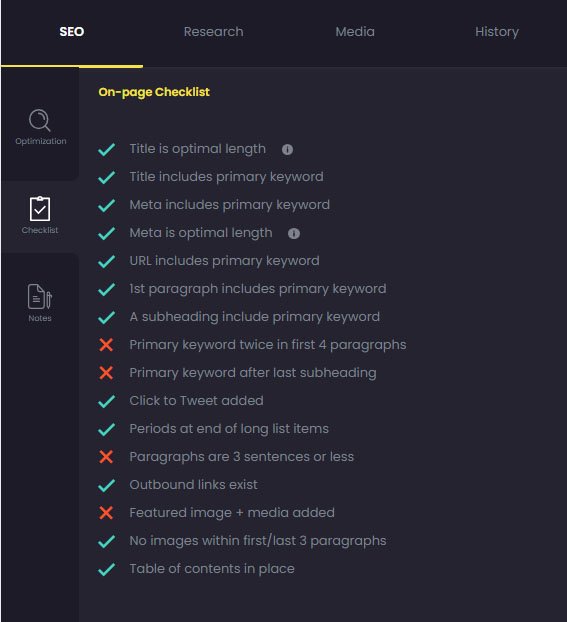 SEO Tab - On-Page Checklist