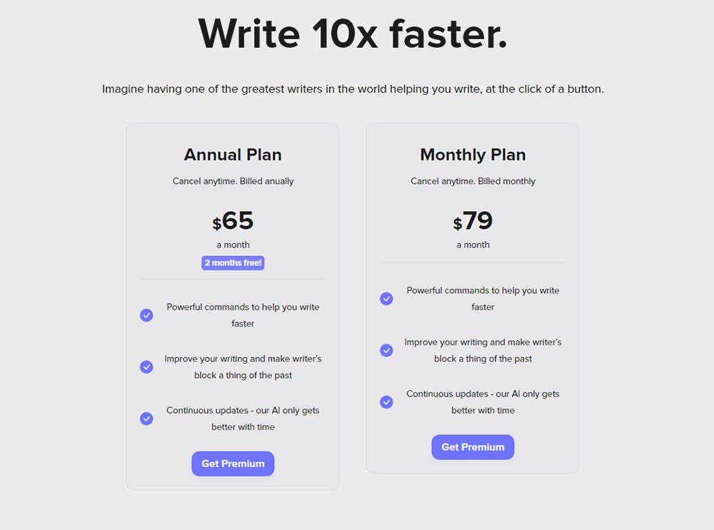 ShortlyAI Pricing Table