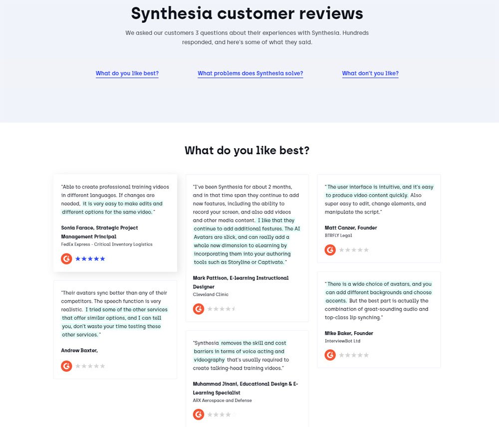 Synthesia IO Reviews Page