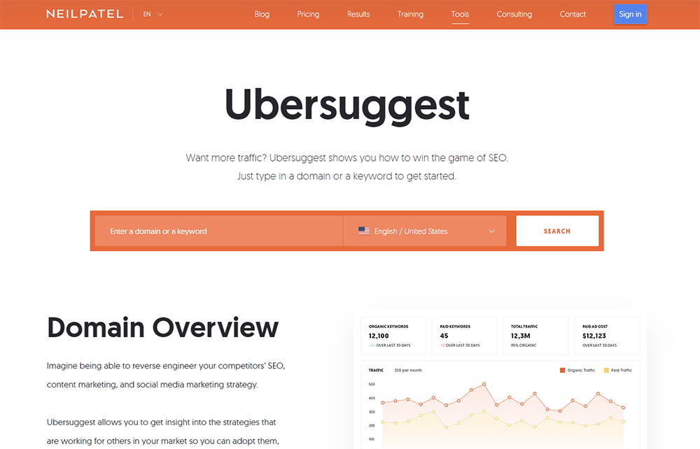 Ubersuggest - Best SEO Research Tool for Bloggers on a Budget