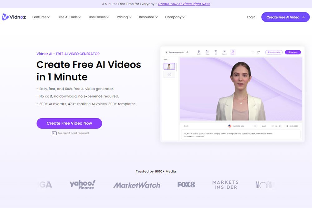 Vidnoz AI Review - Create FREE AI-Generated Videos in 1 Minute